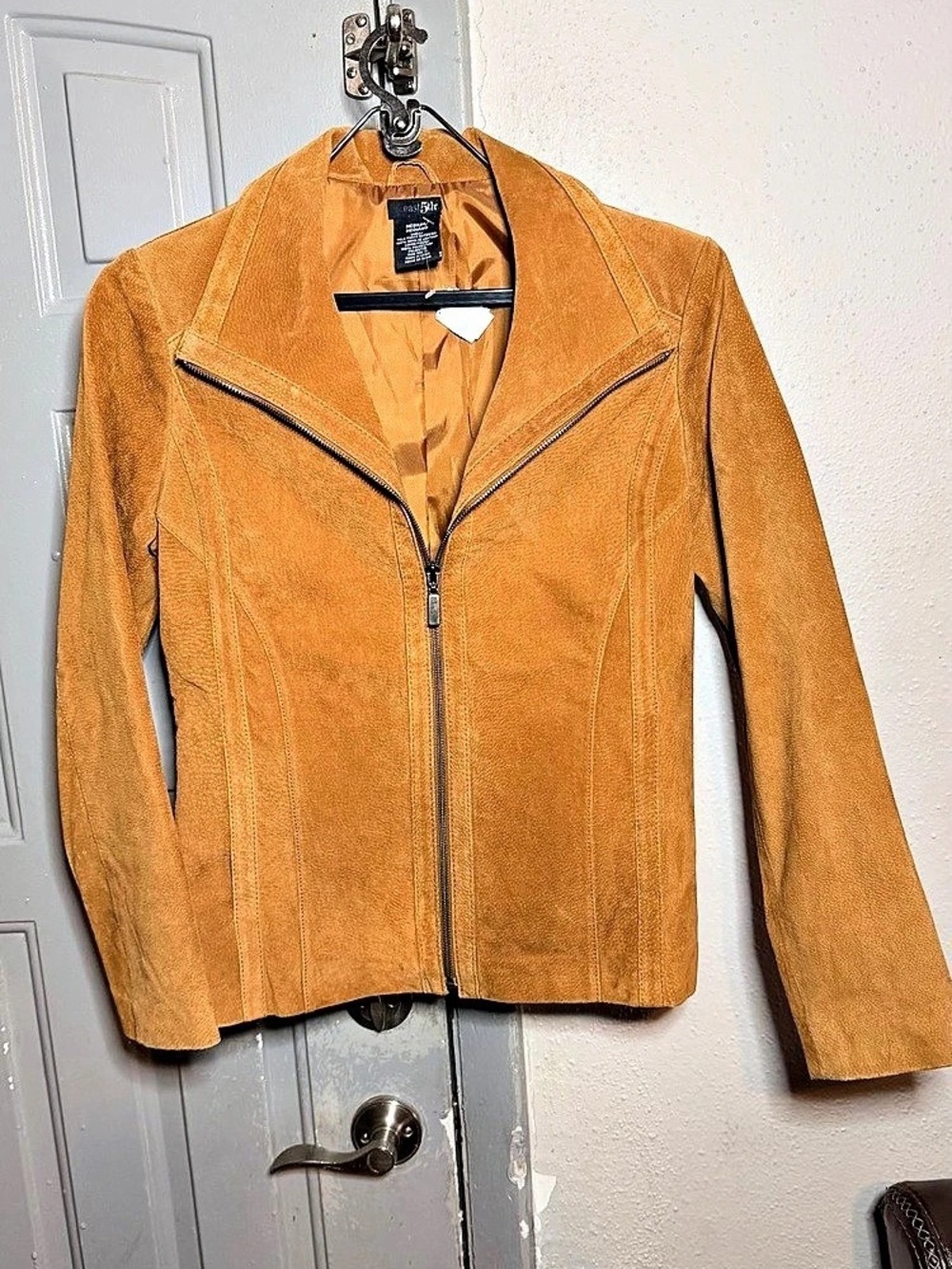east5th Faux Suede Moto Jacket in brown Size Medium